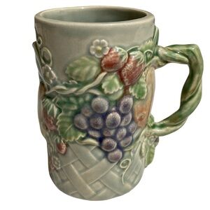 Coffee/Tea Cup Mug  with Embossed Grapes, Strawberries, Pears Fruits & Vines